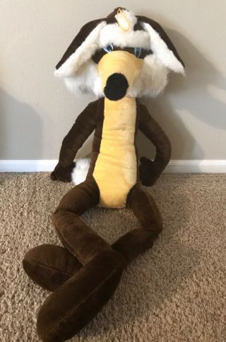 Vintage Large 4’ Coyote Plush Wile E.  Coyote Looney Tunes Stuffed Animal