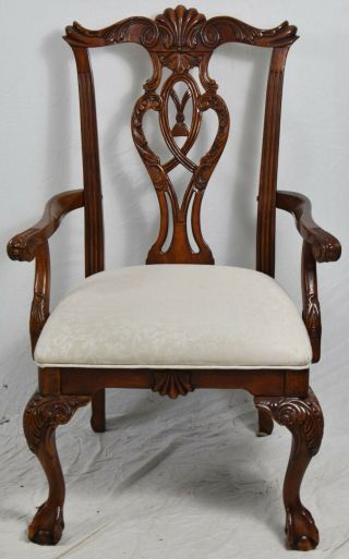 Chippendale Style Mahogany Arm Dining Chair Claw And Ball Feet Williamsburg Look