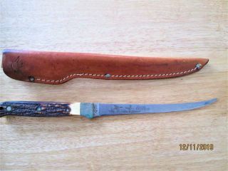 Vintage Ducks Unlimited Uncle Henry Schrade,  167 Hunting Fillet Knife & Sheath