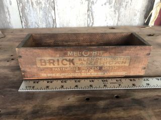 Vintage Mel - O - Bit Wood Cheese Box 2 Lbs Brick Blended With American