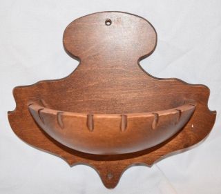 Vintage Wall Mount Rounded Wood Wall Pocket Flower Planter Bowl Box Decorative