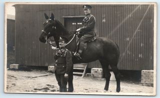 Antique Ww1 British Real Photo Rppc Postcard Uniform Officer & Bandolier Horse