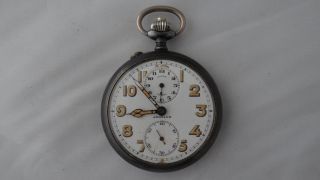 Rare Vintage Angelus Alarm Military Style 15 Jewels 4 Adjustments Pocket Watch