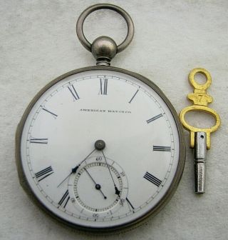 Antique 10s Waltham Ps Bartlett Coin Silver Key Wind Pocket Watch
