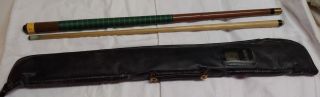 Vintage Pool Cue With Murrey Soft Leather Case