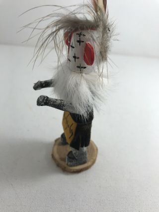 Native American Kachina Doll Mini WARRIOR Wood 4.  5” Signed By The Artist 3