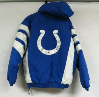 Vintage Indianapolis Colts Jacket Starter Winter Parka Mens Xl Nfl Hooded Pullov