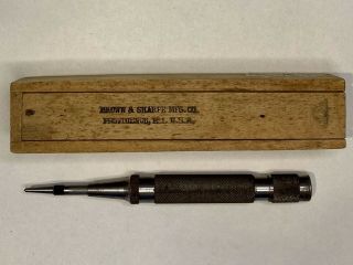Vintage Brown & Sharpe Automatic Center Punch 771 Wood Box