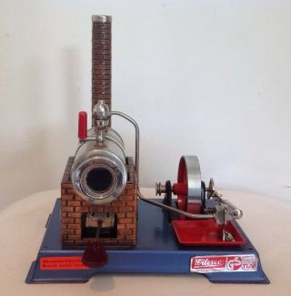 Vintage Wilesco D6 Model Stationary Live Steam Engine Boiler Piston Wheel Stack
