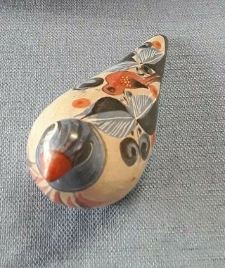 Tonala Pottery Dove Mexican Folk Art Hand Painted Clay Bird Mexico 7 "