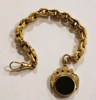 Vintage Victorian Gold Plated Bloodstone Pocket Watch Chain