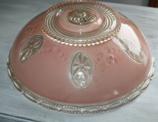 Vintage Art Deco Salmon Pink Glass Ceiling Light Shade 3 Chain $10