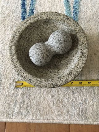 Vintage Granite Stone Mortar And Pestle Molcajete Mexican Salsa Bowl Extra Large
