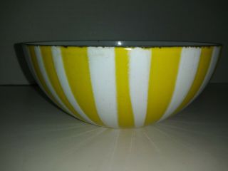Vintage Mid Century Big Large Cathrineholm Yellow Striped 11 " Enamel Bowl