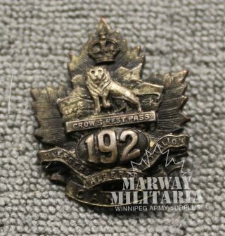 Ww1 Cef 192nd Battalion,  Alberta,  Collar Badge (inv20627)