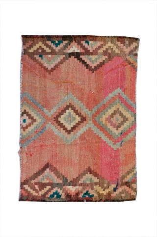 4x5 Oriental Vintage Wool Handmade Traditional Carpet Geometric Area Kilim Rug