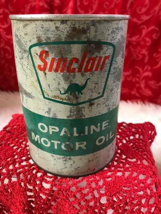 vintage Sinclair Opaline quart motor oil can - early 1960 ' s Bank 2