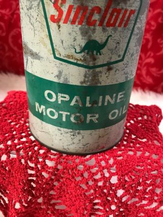 vintage Sinclair Opaline quart motor oil can - early 1960 ' s Bank 3