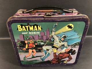 1966 Vintage Aladdin Batman And Robin Lunch Box Tin Metal Very Rare
