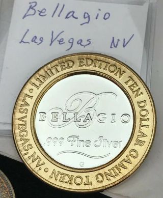 Limited Edition 999 Silver Bellagio Las Vegas Casino $10 Gaming Token