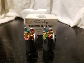 Dept 56 Snow Village Christmas Trash Can Accessory 52094 Set Of 2