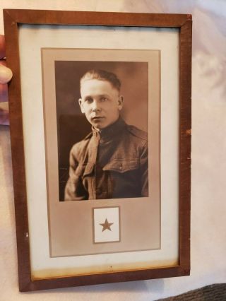 Framed Photo - Killed In Action Us Army Doughboy Medic - Gold Star Photo W/frame