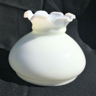 Vintage White Milk Glass Ruffled Student Lamp Shade Replacement 5 3/4 " Fitter