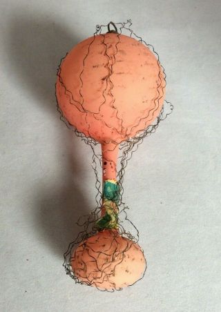 Vintage Germany Hand Blown Glass Xmas Ornament With Wire Wrap 5 1/2 "