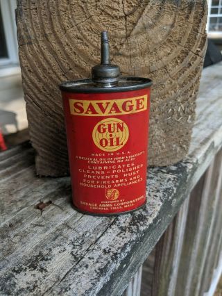 Vintage Savage Gun Oil Handy Oiler Lead Top Can