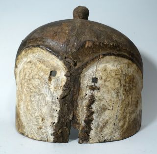 Vintage Antique Old Carved Wood Polychrome Fang Half Dance Mask Of Gabon Africa