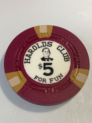 Harolds Club $5 Casino Chip Reno Nevada 3.  99