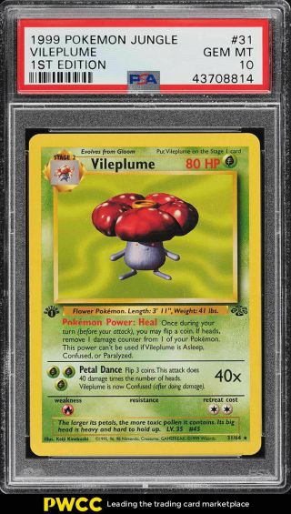 1999 Pokemon Jungle 1st Edition Vileplume 31 Psa 10 Gem (pwcc)