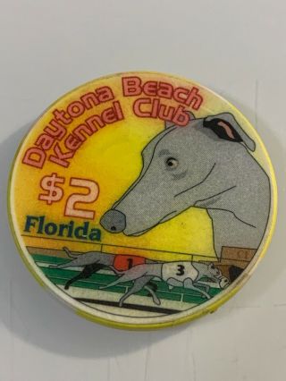 Daytona Beach Kennel Club $2 Casino Chip Daytona Beach Florida 3.  99