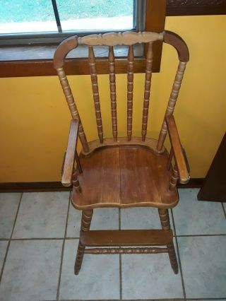 Vintage Wooden Baby High Chair Jenny Lind Style Wooden