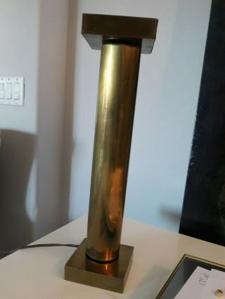 Vintage Cylindrical Brass Tube Table Lamp By Chapman