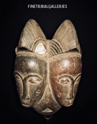 Fine Tribal Galleries - Baule Janus Mblo Portrait Mask - Côte D’ivoire