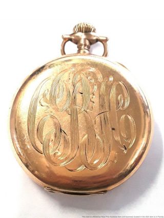 Antique 1910 16s 17 Jewel E Howard Watch Co.  Mens Pocket Watch To Fix with Mono 2