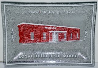 Vtg Glass Advertising Tray Dish 1973 Frederick Lodge 371 Loyal Order Of Moose