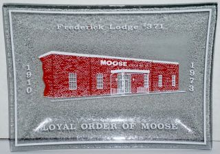 Vtg Glass Advertising Tray Dish 1973 Frederick Lodge 371 Loyal Order of Moose 2