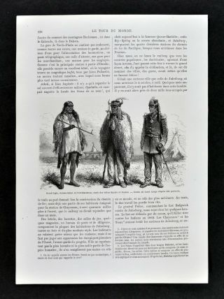 1868 Tour du Monde Print Santee & Ponca Sioux Indian Chiefs Native American West 2