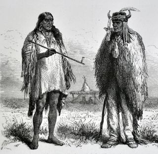 1868 Tour du Monde Print Santee & Ponca Sioux Indian Chiefs Native American West 3