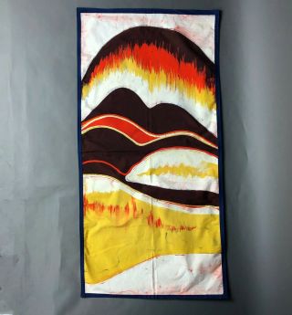 Vintage 1970s Batik Wall Hanging Textile Art Panel Midcentury Modern