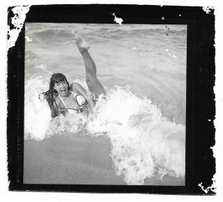 Bunny Yeager Contact Sheet Photograph 1954 Bettie Page Splashing In Ocean Surf 2