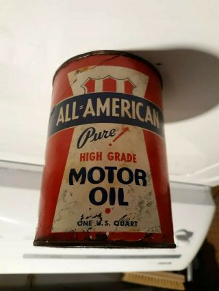 Vintage All American Motor Oil Can One Quart