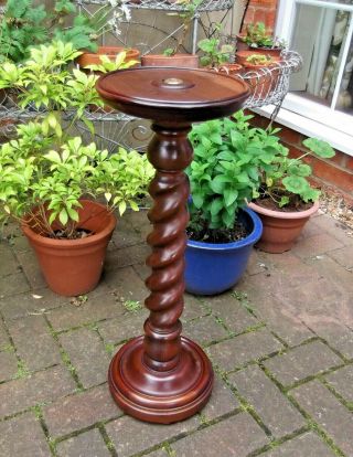 Lovely Vintage Solid Mahogany Turned Barley Twist Stand Flowers Display Plants