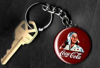 Coca - Cola Female Pilot Coke Keychain Key Chain 1950 