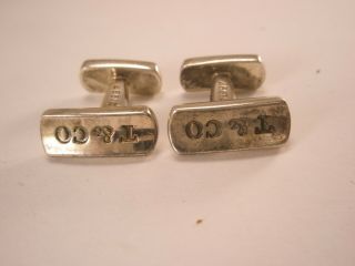 - T&co.  925 Sterling Silver Vintage Tiffany & Co Cuff Links 1837 & 1997