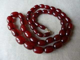 Vintage Jewellery Art Deco Cherry Amber Bakelite Beads Necklace