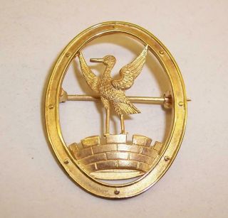 Lovely Hallmarked Vintage 9ct Solid Gold Bird/castle Brooch Badge - 5gms Scrap