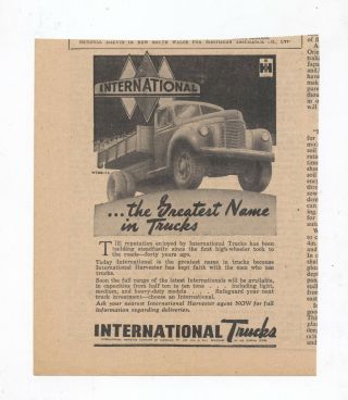 International Truck Advertisement Removed From An 1946 Australian Newspaper